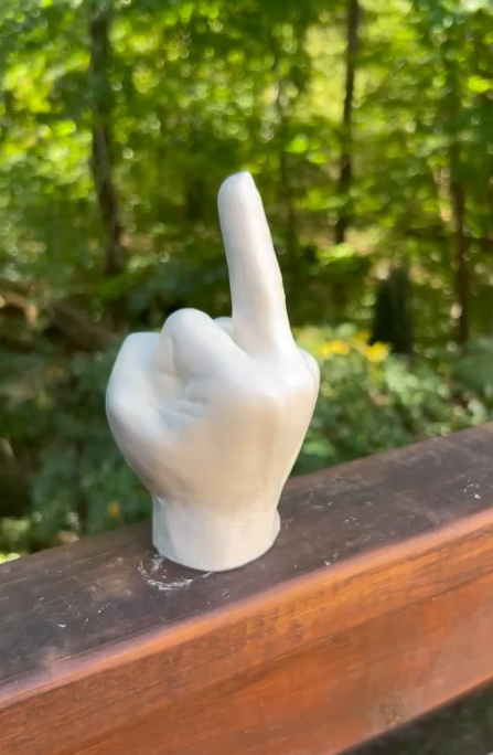 Middle Finger Figurine, 7" | Handmade Plaster